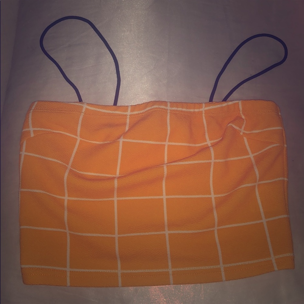 Yellow/orange checkered SHEIN crop top